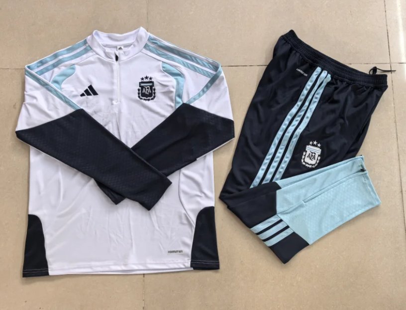 Kids Argentina 25/26 Tracksuit - White/Black/Blue